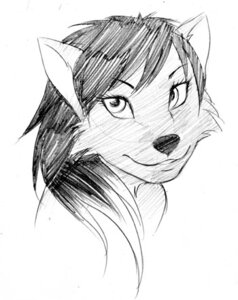 Rating: Safe Score: 0 Tags: 2010 anthro canid canine canis deadstarr e621 female greyscale headshot_portrait low_res mammal monochrome portrait simple_background sketch solo white_background wolf User: bunchy7s
