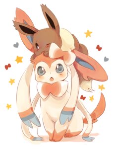 Rating: Safe Score: 0 Tags: 0muraisu accessory ambiguous_gender blue_eyes blush bow_ribbon brown_body brown_fur canid canine duo e621 eevee eeveelution feral fur generation_1_pokemon generation_6_pokemon hair_accessory hair_bow hair_ribbon heart_symbol looking_at_viewer mammal nintendo open_mouth pokemon pokemon_(species) ribbons sharp_teeth simple_background sitting star sylveon teeth tongue white_background User: bunchy7s