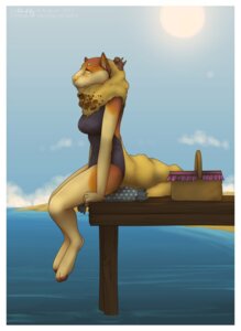 Rating: Safe Score: 0 Tags: 2013 anthro barefoot beach biped breasts candy canid canine clothing day dessert detailed_background detts e621 feet female food hi_res mammal miss_creme_brulee outside paws pier sand seaside side_view sitting sky solo sun swimwear water wood yellow_eyes User: bunchy7s