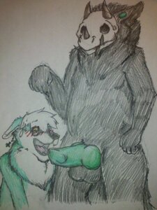 Rating: Explicit Score: 0 Tags: 3:4 3_horns anthro balls black_body black_fur blush bone border_collie canid canine canis collie domestic_dog dominant dominant_male duo e621 erection fluffy fur genitals green_body green_fur green_penis hair hatana_ripley herding_dog horn knot male male/male mammal mask monster multi_horn nervous nightshade pastoral_dog penis sheepdog simple_background skull skull_head skulldog_(species) slightly_chubby spirit submissive traditional_media_(artwork) white_background white_hair User: bunchy7s