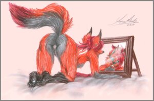 Rating: Explicit Score: 0 Tags: anthro breasts butt canid canine e621 female genitals hippiewolf looking_at_viewer mammal mirror nipples nude pinup pose presenting presenting_hindquarters solo thetakogun traditional_media_(artwork) vulva User: bunchy7s