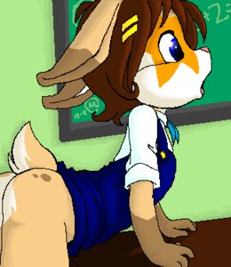 Rating: Questionable Score: 0 Tags: anthro arm_support bent_over bent_over_desk bent_over_furniture bent_over_surface biped bottomless breasts brown_hair butt chalkboard classroom clothed clothing desk digital_media_(artwork) e621 extended_arms facial_markings female forward_arm_support fur furniture hair head_markings lagomorph leporid loli low_res mae_(paige) mammal markings math oekaki paige_(artist) rabbit raised_shoulders school short_snout side_view small_breasts snout solo star_(marking) suggestive table young young_anthro young_female User: bunchy7s
