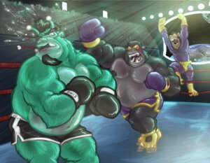 Rating: Questionable Score: 0 Tags: angry anthro ape athletic beard biceps black_hair blood bodily_fluids boxing captaingerbear clothed clothing e621 facial_hair feet fight fur gorilla green_body green_fur grey_body grey_fur grey_hair group hair haplorhine male mammal monkey muscular nipples overweight pecs prehensile_feet primate sport teeth toes topless User: bunchy7s