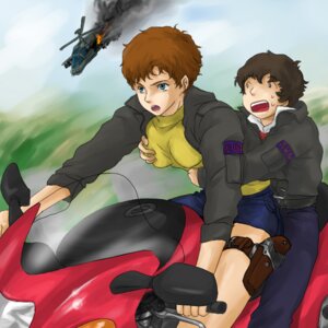 Rating: Questionable Score: 0 Tags: 1boy 1girls aircraft amuro_ray artist_request beige_skin blue_eyes breast_grab breasts brown_hair clothes color day driving female fire firearm gun gundam hair handgun helicopter holster human jacket katz_kobayashi male motorcycle open_eyes open_mouth outdoors pants revolver riding round_ears rule34 rule_63 short_hair shorts smoke vehicle weapon zeta_gundam User: bunchy7s