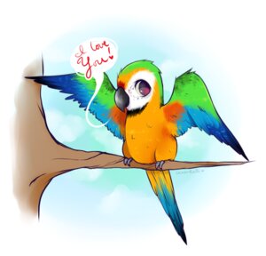 Rating: Safe Score: 0 Tags: ambiguous_gender ara_(genus) avian beak bird blue-and-yellow_macaw dialogue e621 english_text feathered_wings feathers feral ghirardelli heart_symbol looking_at_viewer macaw neotropical_parrot new_world_parrot parrot plant signature solo text tree true_parrot wings wood User: bunchy7s