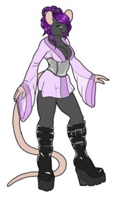 Rating: Questionable Score: 0 Tags: alternative_fashion anthro big_breasts biped boots breasts chaotikat claws clothed clothing e621 female footwear fur goth green_eyes grey_body grey_fur hair high_heeled_boots high_heels knee_boots knee_highs legwear lipstick looking_aside looking_at_viewer makeup mammal nipple_outline purple_hair rodent shoes simple_background solo standing tail translucent translucent_clothing white_background User: bunchy7s