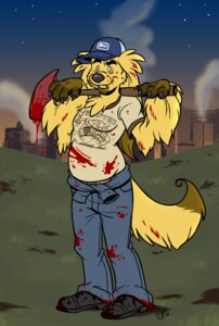Rating: Questionable Score: 0 Tags: 4_fingers anthro axe biped blood blood_on_arm blood_on_clothing blood_on_face blood_on_ground blood_on_hair blood_on_object blood_on_weapon bodily_fluids boots bottomwear canid canine canis city claws clothed clothing clothing_around_waist denim denim_bottomwear denim_clothing detailed_background domestic_dog e621 facial_piercing fingers fire_axe footwear fully_clothed grass hat headgear headwear holding_object holding_weapon jeans lip_piercing looking_at_viewer male mammal melee_weapon night outside pants piercing plant shirt shoes sky smile smoke solo spookaboo standing tail topwear weapon white_eyes yellow_eyes User: bunchy7s Rating: Questionable Score: 0 Tags: 4_fingers anthro axe biped blood blood_on_arm blood_on_clothing blood_on_face blood_on_ground blood_on_hair blood_on_object blood_on_weapon bodily_fluids boots bottomwear canid canine canis city claws clothed clothing clothing_around_waist denim denim_bottomwear denim_clothing detailed_background domestic_dog e621 facial_piercing fingers fire_axe footwear fully_clothed grass hat headgear headwear holding_object holding_weapon jeans lip_piercing looking_at_viewer male mammal melee_weapon night outside pants piercing plant shirt shoes sky smile smoke solo spookaboo standing tail topwear weapon white_eyes yellow_eyes User: bunchy7s