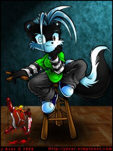 Rating: Safe Score: 0 Tags: 1999 alternative_fashion anatid anseriform anthro avian bird black_body black_fur black_nose blood bodily_fluids bottomwear cheek_tuft clothed clothing digital_media_(artwork) duck e621 facial_tuft female fingers floor footwear fur furniture goth green_clothing green_shirt green_topwear grey_bottomwear grey_clothing grey_pants hand_on_chin heterochromia humanoid_hands j_axer knife looking_at_viewer mammal mephitid multicolored_body pants puppet shadow shirt simple_background sitting skunk solo squik stool tail text topwear tuft two_tone_body url white_body white_fur wood wood_floor User: bunchy7s
