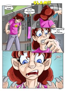 Rating: Safe Score: 0 Tags: 2007 angry black-rat blue_eyes canid canine comic confusion dialogue e621 english_text fangs female four_frame_image growth hair hi_res human human_to_anthro humanoid_pointy_ears locker locker_room looking_at_hand mammal panel_overlap pointy_ears red_hair solo species_transformation teeth text transformation werecanid werecanine werecreature User: bunchy7s