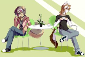 Rating: Safe Score: 0 Tags: anthro beverage bottomwear canid canine canis chair clothing coffee collar container cup denim denim_bottomwear denim_clothing domestic_dog duo e621 ear_piercing femboy flower food footwear furniture hair holding_container holding_cup holding_object jacket jeans jewelry kohi_(peritian) kukki_(caninelove) long_tail male mammal multicolored_hair nataly-b necklace pants piercing plant plate shoes spots table tail topwear wolf User: bunchy7s