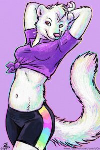 Rating: Safe Score: 0 Tags: 2009 anthro bottomwear brown_eyes clothed clothing e621 female fur hands_behind_head iridescent iridescent_fur kanja mammal midriff mink mustelid musteline navel oce pink_nose portrait pose purple_clothing rainbow shirt shorts solo spandex spandex_shorts tail three-quarter_portrait tied_shirt tight_bottomwear tight_clothing tight_shorts topwear true_musteline whiskers white_body white_fur User: bunchy7s