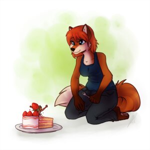 Rating: Safe Score: 0 Tags: 1:1 anthro blue_eyes cake cake_sitting canid canine cutlery dessert dipstick_tail duo e621 female food food_fetish food_play fork fox fruit in_food kitchen_utensils kneeling larger_female mammal markings micro mouse murid murine plant pop_out_cake rodent size_difference solo_focus strawberry surprised tail tail_markings tools vellacraptor User: bunchy7s