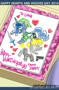 Rating: Safe Score: 0 Tags: 2014 blonde_hair blue_body blue_feathers blue_fur blue_hair cutie_mark derpy_hooves_(mlp) duo e621 english_text equid equine feathered_wings feathers female feral friendship_is_magic fur grey_body grey_feathers grey_fur hair hasbro heart_symbol holidays horn john_joseco mammal my_little_pony mythological_creature mythological_equine mythology pegasus princess_luna_(mlp) text valentine's_day winged_unicorn wings User: bunchy7s