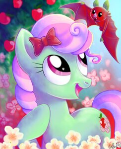Rating: Safe Score: 0 Tags: 2013 adlynh cutie_mark e621 equid equine female feral florina_(mlp) flower food food_creature friendship_is_magic fruit_bat_(mlp) hair hasbro horse mammal my_little_pony plant pony smile solo tail User: bunchy7s