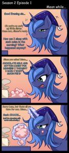 Rating: Safe Score: 0 Tags: bed_mane blue_body blue_feathers candy clothing comic container cotton_candy cup dessert e621 english_text equid equine feathered_wings feathers female feral food friendship_is_magic hair hasbro hat headgear headwear hi_res horn hot_drink jinzhan long_hair magic mammal messy_hair my_little_pony mythological_creature mythological_equine mythology nightcap princess_celestia_(mlp) princess_luna_(mlp) solo text winged_unicorn wings User: bunchy7s