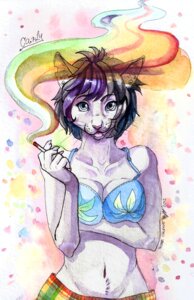 Rating: Safe Score: 0 Tags: bra chutkat cigarette clothed clothing domestic_cat e621 ear_piercing felid feline felis female looking_at_viewer mammal midriff navel piercing skimpy smoke smoking solo tongue tongue_piercing underwear whiskers User: bunchy7s