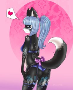 Rating: Safe Score: 0 Tags: abstract_background accessory anthro biped black_body black_fur blue_eyes blue_hair blue_nose bow_(feature) bow_accessory bow_ribbon bra canid canine clothing conditional_dnp e621 female fox fur furgonomics garter_belt garter_straps hair heart_symbol hi_res legwear long_hair mammal mrawl panties ribbons simple_background solo spots standing stockings tail tail_accessory tail_bow tail_ribbon underwear white_body white_fur User: bunchy7s