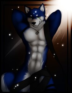 Rating: Questionable Score: 0 Tags: 2013 abs anthro athletic biceps big_muscles biped black_nose blue_body blue_fur canid canine canis chaoswusky domestic_dog e621 flexing fur gender_symbol green_eyes grey_body grey_fur hands_behind_head hi_res husky khuraji light looking_at_viewer male male/male_symbol male_symbol mammal muscular muscular_anthro muscular_male nordic_sled_dog nude pecs pose ribbons scar sexuality_symbol smile solo spitz standing symbol wolf User: bunchy7s