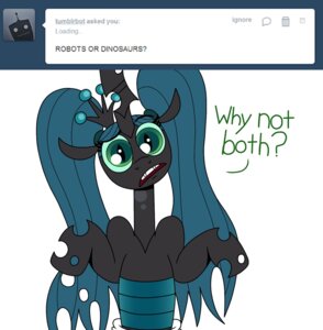Rating: Questionable Score: 0 Tags: 2013 arthropod changeling_(mlp) clothing crinklebottomchrysalis dialogue diaper e621 english_text fangs female feral friendship_is_magic green_eyes green_hair hair hasbro hi_res hole_(anatomy) horn looking_at_viewer my_little_pony pigtails queen_chrysalis_(mlp) solo teeth text tumblr User: bunchy7s