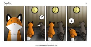Rating: Safe Score: 0 Tags: 2009 ambiguous_gender base_one_layout canid canine comic dipstick_tail distracting_watermark duo e621 emily_chan empty_eyes feral four_frame_image fox humor mammal markings one_row_layout procyonid question_mark raccoon sleeping sound_effects stupidfox tail tail_markings text tired toony url vowelless vowelless_sound_effect watermark white_eyes zzz User: bunchy7s
