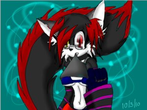 Rating: Questionable Score: 0 Tags: 4:3 anthro breasts clothed clothing clothing_lift e621 eyewear female glasses heterochromia shirt shirt_lift solo tail topless topwear undressing unknown_species xxrainxvoltreonxx User: bunchy7s