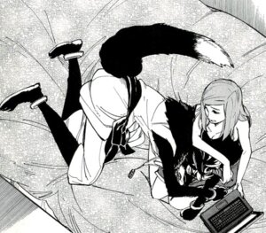 Rating: Safe Score: 0 Tags: bed bird's-eye_view black_body black_fur bracelet canid canine canis clothing comic computer duo e621 electronics female fur furniture gingitsune head_on_lap high-angle_view human jewelry kemono laptop lying male mammal monochrome necklace on_lap on_side pendant sayori_ochiai sitting tetsuro touko_tsumugi wolf User: bunchy7s