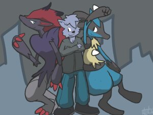 Rating: Safe Score: 0 Tags: 2012 4:3 ambiguous_gender anthro anthro_on_anthro black_body black_fur blue_body blue_eyes blue_fur canid canine claws clothing e621 fur generation_4_pokemon generation_5_pokemon group hair hoodie jumping long_ears lucario male mammal nintendo odendo one_eye_closed pokemon pokemon_(species) smile spikes topwear wink zoroark User: bunchy7s Rating: Safe Score: 0 Tags: 2012 4:3 ambiguous_gender anthro anthro_on_anthro black_body black_fur blue_body blue_eyes blue_fur canid canine claws clothing e621 fur generation_4_pokemon generation_5_pokemon group hair hoodie jumping long_ears lucario male mammal nintendo odendo one_eye_closed pokemon pokemon_(species) smile spikes topwear wink zoroark User: bunchy7s