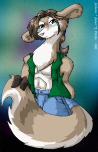 Rating: Safe Score: 0 Tags: 2002 abstract_background amber_williams anthro brown_eyes brown_hair clothed clothing deer e621 eyewear fluffy fluffy_tail front_view fur glasses hair holding_tail long_tail looking_at_viewer male mammal open_clothing pink_nose ponytail pose solo tail tan_body tan_fur topwear vest white_body white_fur User: bunchy7s