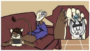 Rating: Questionable Score: 0 Tags: 5_toes barefoot bat black_body black_fur black_skin blue_bottomwear blue_clothing blue_hair blue_pants border bottomwear brown_body brown_fur brown_hair cenotaph clothed clothing cutaway duo e621 eyebrows feet felid floor foot_fetish foot_focus freckles fur furniture gentle_giant green_eyes grey_eyes hair hindpaw humanoid_feet humanoid_hands lazertooth lion male male/male mammal membrane_(anatomy) membranous_wings micro open_mouth pantherine pants paws plantigrade shorts shui sofa toes topless white_body white_border white_bottomwear white_clothing white_pants white_skin wings User: bunchy7s