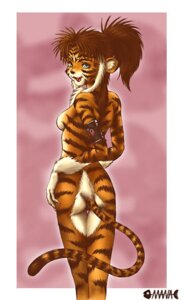 Rating: Questionable Score: 0 Tags: anthro breasts butt e621 featureless_breasts felid female green_eyes mammal mana_(artist) nude pantherine rear_view seductive side_boob simple_background small_butt solo stripes tail thigh_gap tiger User: bunchy7s