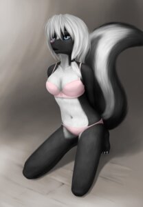 Rating: Questionable Score: 0 Tags: anthro biped black_body black_fur blue_eyes bottomwear bra breasts cleavage clothed clothing digital_media_(artwork) e621 female full-length_portrait fur grey_background hair hi_res kneeling mammal markings medium_breasts mephitid open_mouth panties pink_bottomwear pink_clothing pink_panties pink_topwear pink_underwear portrait ricegnat simple_background skimpy skunk slim solo striped_markings striped_tail stripes tail tail_markings topwear underwear white_hair User: bunchy7s