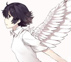 Rating: Safe Score: 0 Tags: black_eyes black_hair clothed clothing digital_media_(artwork) e621 feathered_wings feathers female fully_clothed growth hair half-length_portrait humanoid light_theme looking_back mammal portrait shiromiso side_view solo topwear torn_clothing transformation white_body white_clothing white_feathers white_topwear wing_growth wings User: bunchy7s
