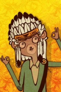 Rating: Safe Score: 0 Tags: 2:3 adventure_time anthro bear black_nose brown_hair caketpoksu cartoon_network clothing e621 hair hat headgear headwear male mammal native_american party_bear party_pat pattern_background simple_background solo User: bunchy7s
