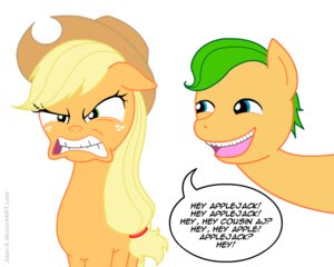 Rating: Safe Score: 0 Tags: 5:4 alternate_species annoying_orange_(character) annoying_orange_(series) applejack_(mlp) blonde_hair blue_eyes dialogue duo e621 earth_pony english_text equid equine female feral food friendship_is_magic fruit green_eyes green_hair hair hasbro horse jdan-s male mammal my_little_pony open_mouth orange_(fruit) plant ponification pony simple_background text white_background User: bunchy7s