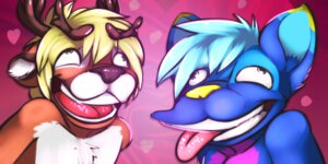 Rating: Safe Score: 0 Tags: 2:1 anthro antlers canid canine deer derp_eyes duo e621 heart_symbol holidays horn inoby kodadax love male mammal rather_dashing1121 tongue valentine's_day User: bunchy7s