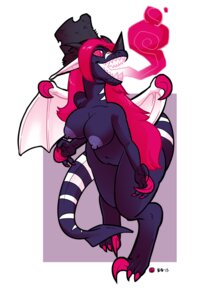 Rating: Questionable Score: 0 Tags: 2013 anthro areola blackshirtboy breasts claws dragon e621 erect_nipples female hair horn membrane_(anatomy) membranous_wings mythological_creature mythological_scalie mythology navel nipples non-mammal_breasts non-mammal_nipples pink_eyes pink_hair scalie slightly_chubby solo tail teeth wings User: bunchy7s