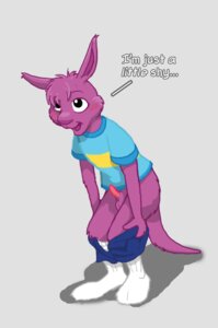 Rating: Explicit Score: 0 Tags: anthro anthro_male anthro_only austin_(backyardigans) backyardigans blush blushing blushing_male color colored cub english english_text grey_background joeyboy kangaroo kangaroo_boy male male_focus male_only nick_jr nickelodeon penis purple_body purple_fur rule34 shirt solo solo_anthro solo_male tagme tail taking_clothes_off taking_off_pants text there_i_tagged_it_for_you_lazy_asshole white_text User: bunchy7s
