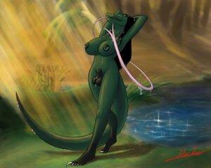 Rating: Explicit Score: 0 Tags: 5:4 animal_genitalia anthro balls biped black_hair blue_eyes breasts claws e621 forked_tongue fully_sheathed furgonomic_piercing furgonomics genital_piercing genitals green_body green_nipples gynomorph hair hi_res intersex kiala_drakohar killhubi light light_beam long_hair long_tongue navel nipple_piercing nipples non-mammal_balls non-mammal_breasts non-mammal_nipples outside piercing reptile scalie scrotum_piercing sheath sheath_piercing solo sunbeam sunlight tail toe_claws tongue tongue_out water User: bunchy7s