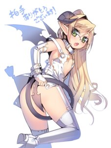 Rating: Safe Score: 0 Tags: arima_senka blonde_hair blush bodysuit clothing collar demon e621 eyewear fangs female flat_chested garter_straps glasses green_eyes hair horn humanoid humanoid_pointy_ears japanese_text kashiwamochi_yomogi legwear long_hair looking_back membrane_(anatomy) membranous_wings monster monster_girl_(genre) not_furry open_mouth pointy_ears simple_background skinsuit solo spade_tail stockings tail teeth text thigh_highs tight_clothing white_background white_clothing white_legwear wings User: bunchy7s