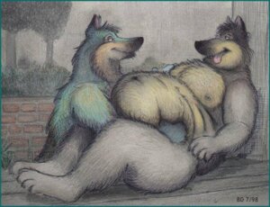 Rating: Questionable Score: 0 Tags: anthro bd belly belly_hug belly_rub big_belly canid canine canis cuddling detailed_background domestic_dog duo e621 fondling grope hug love_handles male male/male mammal navel nude obese outside overweight romantic romantic_couple User: bunchy7s