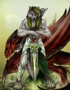 Rating: Safe Score: 0 Tags: anthro armor canid canine canis clothed clothing dragon duo e621 green_hair hair kiiba long_hair male mammal melee_weapon mythological_creature mythological_scalie mythology rukis scalie sword tail topless warrior weapon wolf User: bunchy7s
