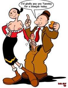 Rating: Explicit Score: 0 Tags: 2009 bad_guy_(artist) big_breasts blouse breasts burger dialogue earrings female handjob happy hat mob_face necktie nipple_slip olive_oyl popeye_(series) rule34 skirt smug speech_bubble unzipped wimpy User: bunchy7s