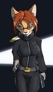 Rating: Safe Score: 0 Tags: 2011 anthro belt blue_eyes breasts canid canine chazcatrix clothing e621 eyewear female fox glasses gloves gun hair handgun handwear holding_gun holding_handgun holding_object holding_pistol holding_ranged_weapon holding_weapon mammal maria_rook pistol ranged_weapon red_hair shoulder_guards solo weapon User: bunchy7s