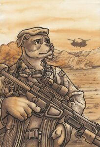 Rating: Safe Score: 0 Tags: aircraft anthro army beret biped boeing british canid canine canis ch-47_chinook clothing desert detailed detailed_background domestic_dog e621 gun hat headgear headwear heckler_and_koch helicopter hi_res hk53 holding_gun holding_object holding_ranged_weapon holding_weapon male mammal military outside ranged_weapon rifle scope soldier solo standing submachine_gun toony uniform union_jack united_kingdom vehicle warrior weapon zeminor User: bunchy7s
