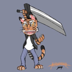 Rating: Safe Score: 0 Tags: 1:1 2014 anthro biped buster_sword clothing e621 felid fur hi_res looking_at_viewer male mammal masamaki melee_weapon open_mouth pantherine pose shirt simple_background solo standing sword tiger tongue topwear weapon User: bunchy7s