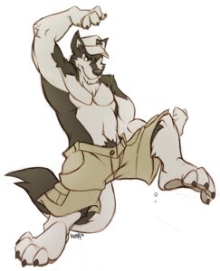 Rating: Safe Score: 0 Tags: 2010 4_fingers 4_toes anthro barefoot baseball_cap biped blue_eyes bottomwear canid canine canis cargo_shorts claws clothed clothing derek_paws_(character) e621 feet fingers front_view fur grey_body grey_fur hat headgear headwear kuma male mammal pubes raised_arm raised_leg shorts solo tail toes toony topless wolf User: bunchy7s