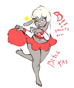 Rating: Questionable Score: 0 Tags: anthro bovid breasts caprine cheerleader domestic_sheep e621 english_text exclamation_point female grey_body grey_skin hi_res kaboozey mammal one_eye_closed pom_poms poppy_opossum sheep simple_background slightly_chubby solo star star_wink text white_background wink User: bunchy7s