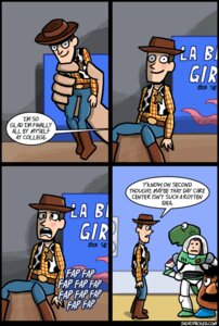 Rating: Questionable Score: 0 Tags: animate_inanimate baseboard blue_bottomwear blue_clothing blue_pants bottomwear brown_clothing brown_hat brown_headwear buzz_lightyear clothed clothing colored comic cowboy cowboy_hat dave_willis dialogue digital_media_(artwork) dinosaur disney dot_eyes e621 english_text grandfathered_content group hasbro hat headgear headwear holding_another human humor inside living_toy male mammal mr._potato_head mr._potato_head_(toy) onomatopoeia pants pixar prehistoric_species reptile rex_(toy_story) scalie scarred_for_life shaded sheriff_woody_pride shortpacked! simple_eyes sitting sound_effects standing suggestive suit teeth text toy_story waddling_head wall_(structure) User: bunchy7s