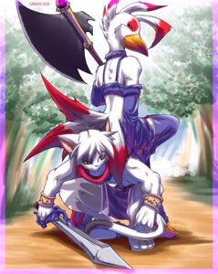 Rating: Safe Score: 0 Tags: 0r0ch1 ambiguous_gender anthro avian axe collar cosplay disgaea domestic_cat duo e621 etna_(disgaea) felid feline felis hi_res laharl male mammal melee_weapon nippon_ichi_software sword tail weapon User: bunchy7s