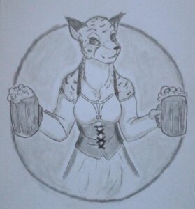 Rating: Safe Score: 0 Tags: 2013 alcohol anthro barmaid beer beverage clothed clothing conditional_dnp dress e621 felid female food fur greyscale khajiit looking_at_viewer mammal microsoft monochrome plejman sketch solo the_elder_scrolls tom_fischbach User: bunchy7s